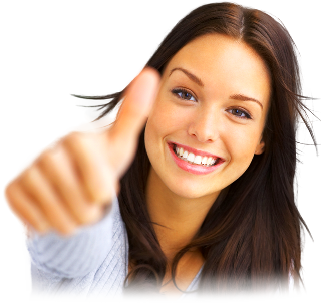 Photo: Smiling Female Giving Positive Thumb Up
